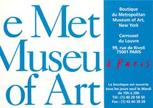 CPM Boutique du Metropolitain Museum of art New York Rue de Rivoli Paris