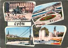 CPM Lyon (Rhone)  Place des Terreaux Pont de la Guillotiere Passerelle St Georges Place Carnot 