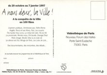 CPM Je souhaite recevoir les programmes de la Videotheque de Paris A nous deux la ville 