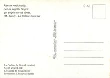CPM La Colline de Sion Lorraine Vezelise Le Signal de Vaudemont Monument a Maurice Barres 