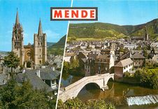 CPM Mende Lozere La Cathedrale Vue generale et le pont sur le Lot 