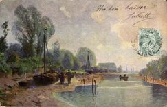 CPA Phantasie-Tabellen-Boot