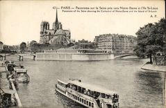 Paris CPA Panorama of the Seine taken towards Notre Dame and the island St Louis