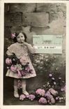 Fantasy - child - girl - flower - Andre Chambon a kiss - CPA