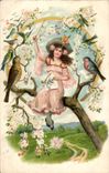 Fantasy - Child - Good Festival - tree - bird - Andre Chambon - CPA