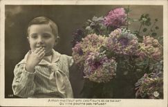 Fantasy - Child - boy - my friendly meillure has these flowers and this kiss Andre Chambon - CPA