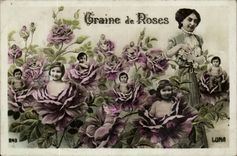 Fantasy - Child - Seed of Roses - baby - CPA