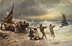 Arts - Table - Pulling boat in with massive strength - boat CPA (Hungarian chart Hungary Hungary)