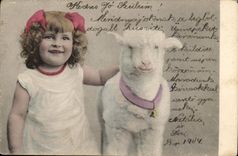 Fantasy - Child - Happy child with Lamb - CPA (Hungarian chart Hungary Hungary)
