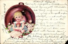 Fantasy - Child with headstock - Child with fraud - CPA (Hungarian chart Hungary Hungary)