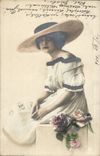 Fantasy - Woman - Enchanting woman with broad hat (Hungarian chart Hungary Hungary) - CPA