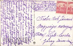Fantaisie - Couple setting outside table (carte hongroise Hungary Hongrie) - CPA 