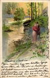 Fantaisie - Loving Couple embrassing in forest (carte hongroise Hungary Hongrie) - CPA 