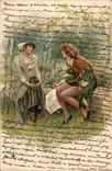 Fantaisoie - Couple in deep conversation (carte hongroise Hungary Hongrie) - CPA 