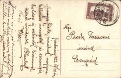 Fantasy - Child and Puppy - Adrable little girl with dog CPA (Hungarian chart Hungary Hungary)