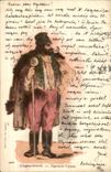 Fantasy - Man - Hunter in thick fur wraps with pipe (Hungarian chart Hungary Hungary) - CPA