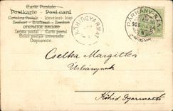 Fantasy - Child - Girl with bulging bouquet off flowers CPA