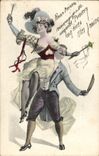 Fantaisie - Joyous couple - celebration - lovely card (carte hongroise Hungary Hongrie) -CPA 