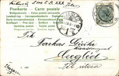 Fantaisie - Couple - Happy couple by the sea (carte hongroise Hungary Hongrie) -CPA