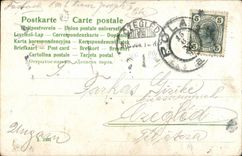 Fantaisie - Couple - Woman perched on lovers shoulder sea - bateau (carte hongroise Hungary Hongrie) -CPA