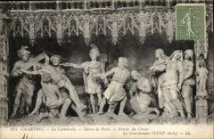 Chartres - the Cathedral Above of Gate - Entrance of the Chorus - Crucifixion CPA -