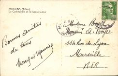 Moulins CPA the cathedral and the sacring Heart