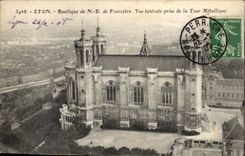 Basilika Nd Lyon-CPA des Fourviere gesehenen seitlichen Fanges des Metallaufsatzes