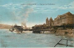 CPA Coblence Vue sur la Prefecture Bateau