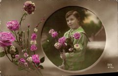 Fantasy CPA Child Flower Roses