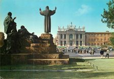 CPM Roma Basilique de S Jean et Monument de S FranÃ§ois
