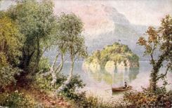 CPA Phantasie-Landschaftsboot