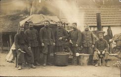 CPA Real photo Regiment Troops Militaria Canteen