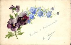 Fantaisie Voeux CPA Amities et remerciements (fleurs)