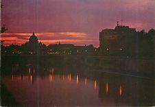 CPM Roma Chateau S Angel et S Pierre au couher du soleil