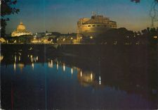 CPM Roma la nuit Pont et Chateau St Ange