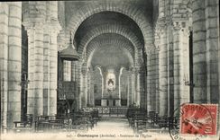 Interior champagne CPA of the church