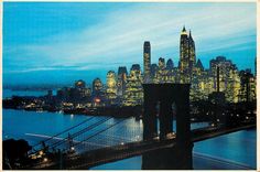 CPM New York Nightfall in Lower Manhattan With Brooklyn Bridge