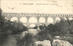 CPA Bridge of Gard Roman Aqueduct seen of face