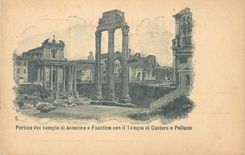 CPA Portico del Tempio di Antonino e Faustina con il Tempio di Castore e Polluce