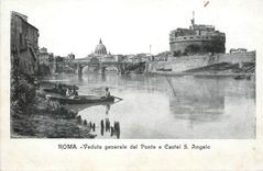 CPA Roma Veduta generale del Ponte e Castel S Angelo