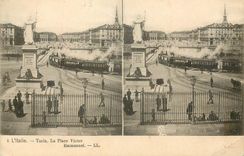 CPA L'Italie Turin La Place Victor Emmanuel Tramway