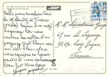 CPM Bernina Express Der Bernina Express der Rhatischen Bahn bei Preda mit dem Piz ela Train Funiculaire