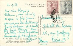 CPM Valencia Plaza del Caudito Fuente lateral Place du Chief Fontaine laterale