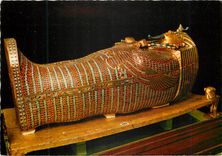 CPM The Egyptian Museum Cairo The second Coffin of Tut Ankh Amun of gold and semi precious stones