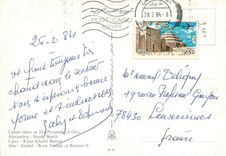 CPM Greetings from Egypt Camel riders at The Pyramid of Giza Alexandria Stanly Beah