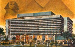 CPM Nile Hilton Cairo Egypt United Arab Republic Jewel of Egypt in a setting of modern luxury overlooking the ancient Py