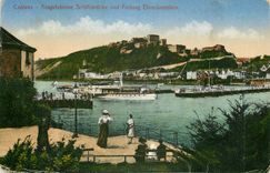 CPA Coblenz Ausgefahrene Schiffsbrucke und Festung Ehrenbreitstein Bateau