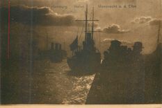CPA Hamburg Hafen Mondnacht a d Elbe Bateaux