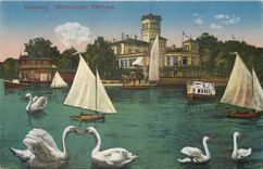CPA Hamburg Uhtenhorster Fahrhaus Bateaux Cygnes
