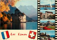 CPM Lac Leman chateau de chillon geneve le jet d'eau yvoire cite mediavale XIVe s